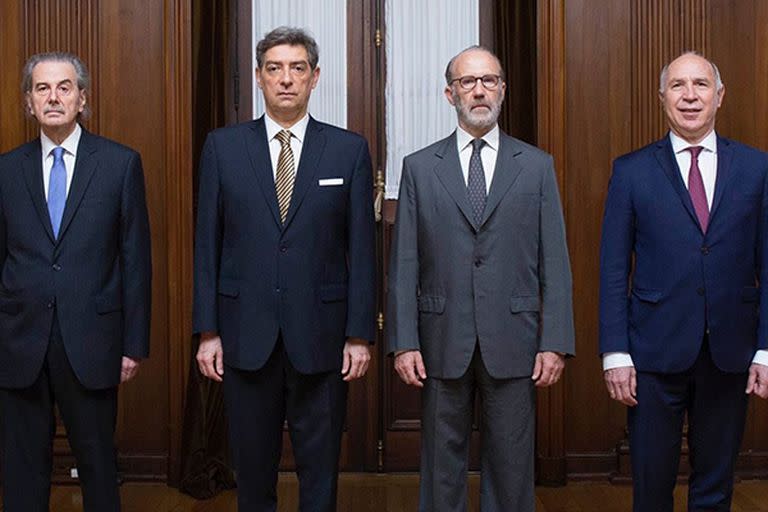 Los jueces de la Corte Suprema: Juan Carlos Maqueda; Carlos Rosenkrantz; Horacio Rosatti; Ricardo Luis Lorenzetti