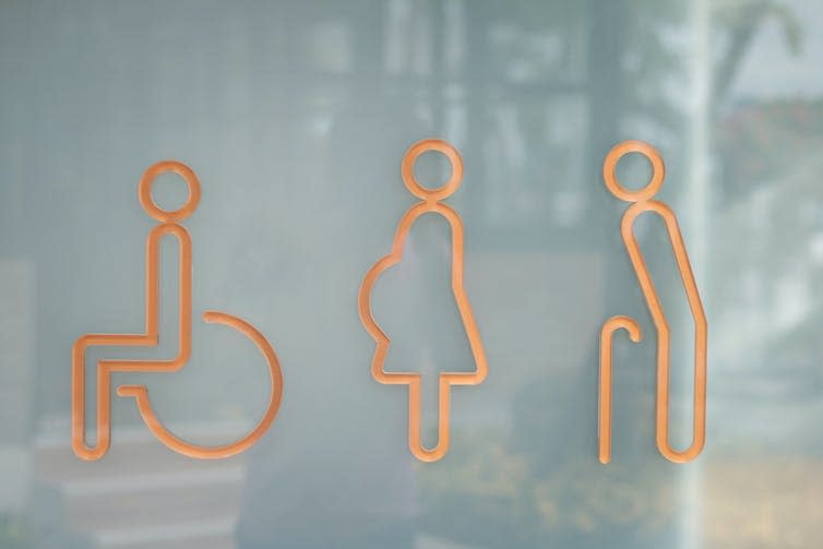 Toilet signs for disabled, pregnant and elderly people