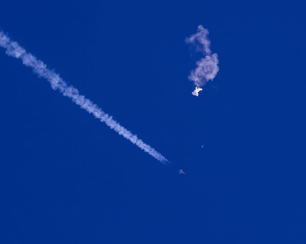 The Chinese spy balloon is shot down above the Atlantic Ocean (Chad Fish)