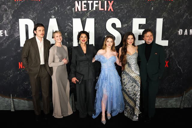 <p>Charly TRIBALLEAU/AFP/getty</p> Actors Nick Robinson, Robin Wright, Shohreh Aghdashloo, Brooke Carter, Millie Bobby Brown and director Juan Carlos Fresnadillo