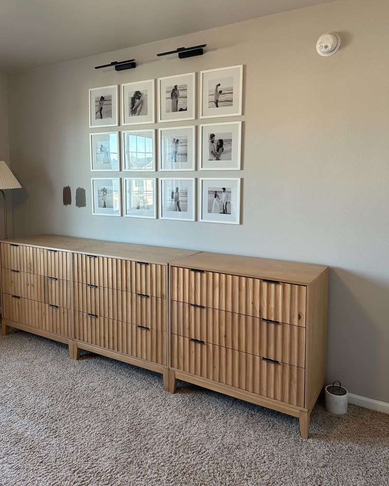 Lowboy dresser in bedroom before remodel.