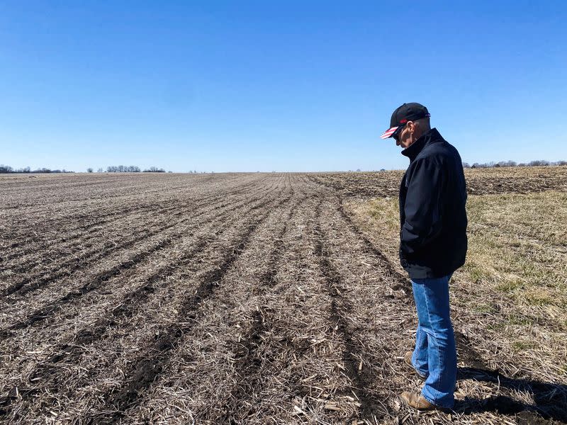 El agricultor Dave Kestel observa sus tierras donde cultiva maíz en su granja de Manhattan, Illinois, Estados Unidos