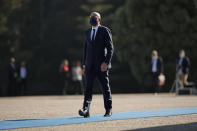 European Council President Charles Michel arrives for an EU summit at the Crystal Palace in Porto, Portugal, Saturday, May 8, 2021. On Saturday, EU leaders hold an online summit with India's Prime Minister Narendra Modi, covering trade, climate change and help with India's COVID-19 surge. (AP Photo/Francisco Seco, Pool)
