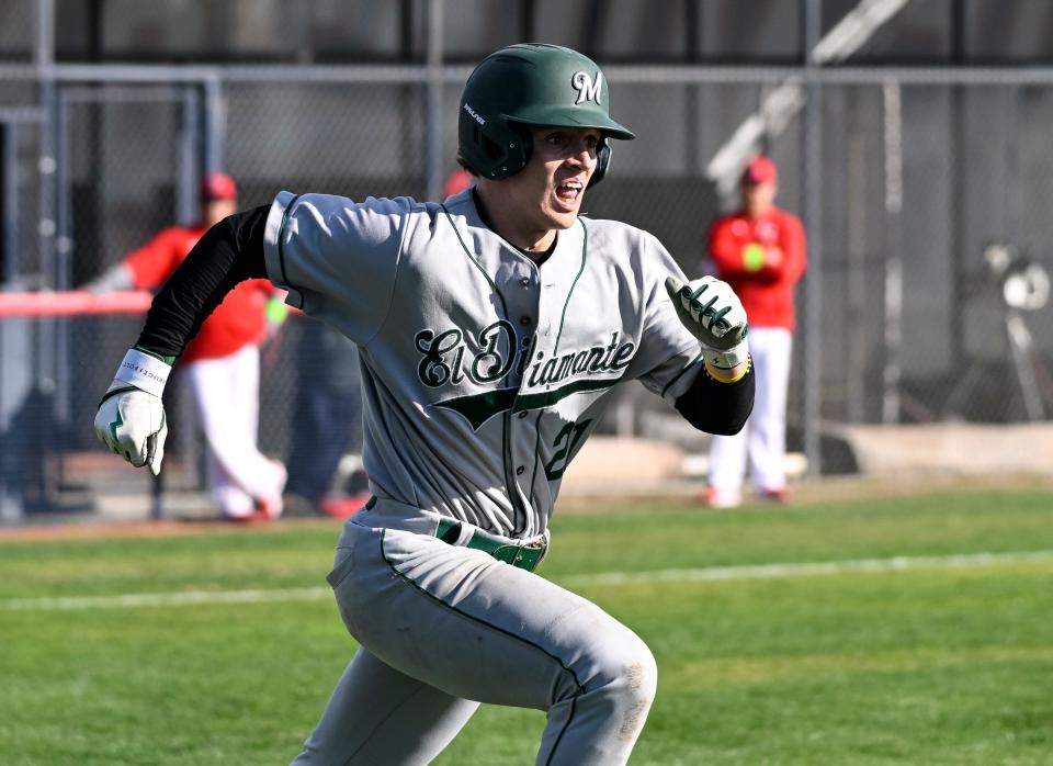 El Diamante's Trevor Hampel plays against Tulare Western in a non-league high school baseball game Tuesday, March 7, 2023. 