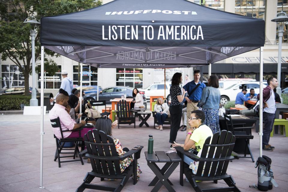 People wait to be interviewed during HuffPost's visit to Detroit.