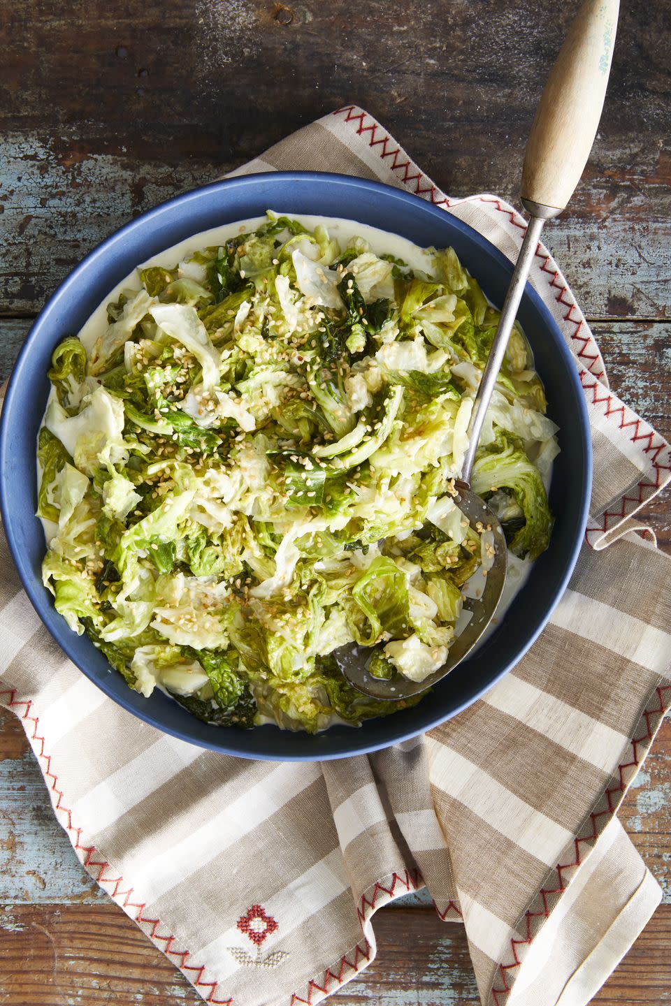 butter braised cabbage with cream and garlic