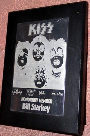 The band Kiss presented 18-year-old Bill Starkey a plaque during a 1975 concert at Terre Haute making him an honorary member of the band. Starkey and high school pal, Jay Evans, are credited with starting the Kiss Army, which became the band's official fan club.