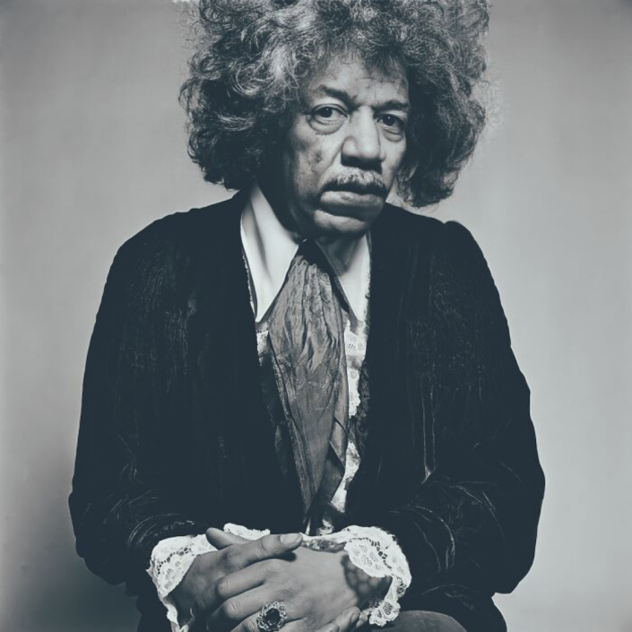 a portrait of Hendrix if he were alive today