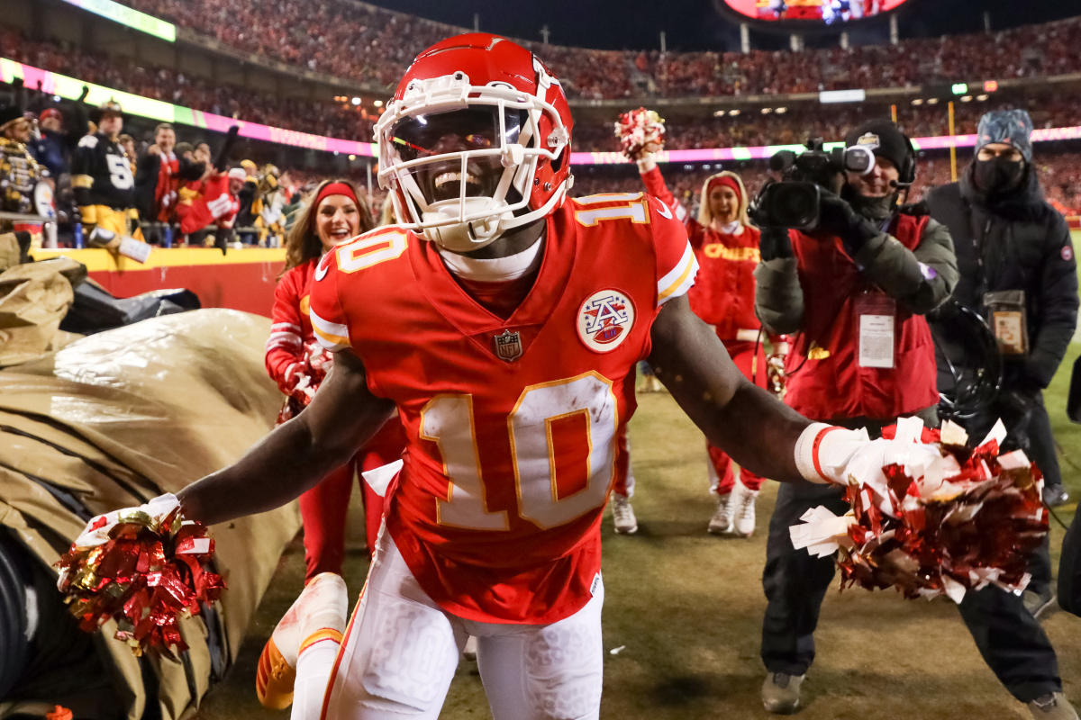 Tyreek Hill Celebrating with Pom Poms