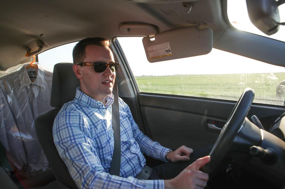 JB Hamby tours farmland near El Centro, Calif., Sept. 5, 2023.