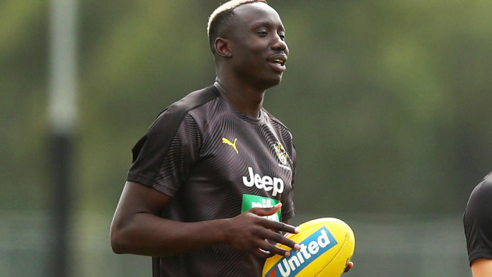 Mabior Chol, pictured here at a Richmond Tigers training session.