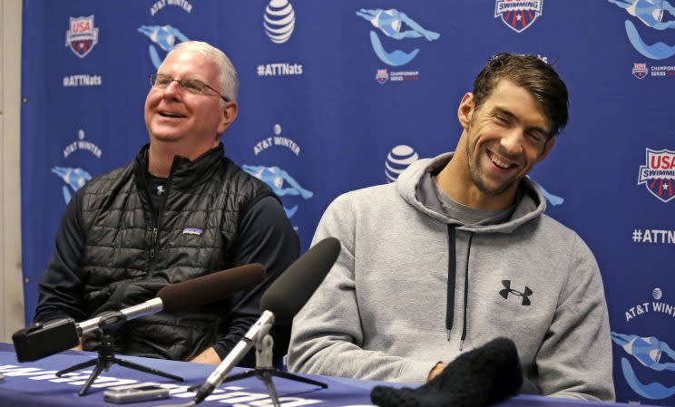 Bob Bowman (L) and Michael Phelps have made quite a tandem over the years. (AP)