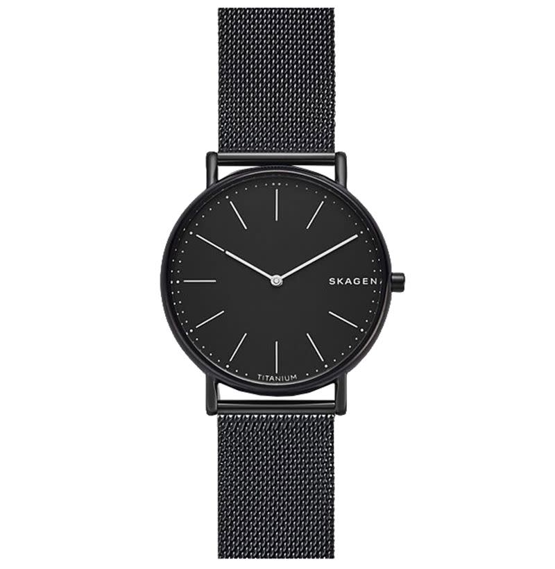 Signatur Slim Titanium and Black Steel-Mesh Watch