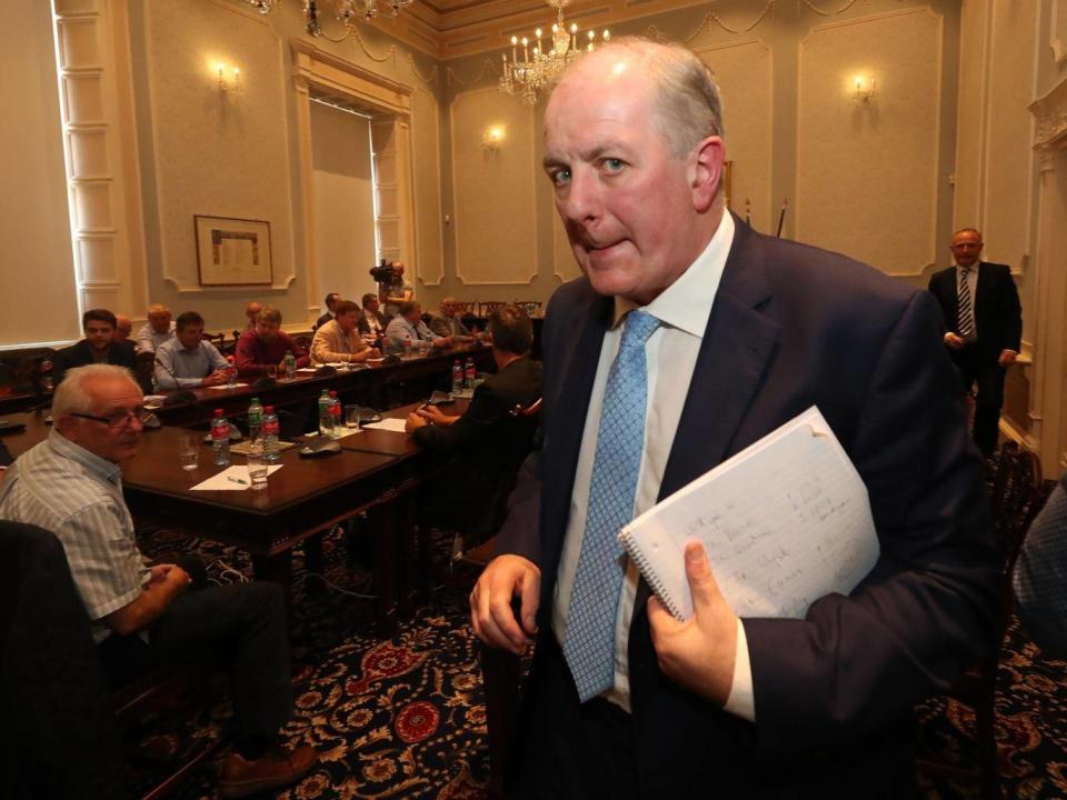 Irish Presidential candidate Gavin Duffy pitches for nominations to members of Waterford Co Council (PA)