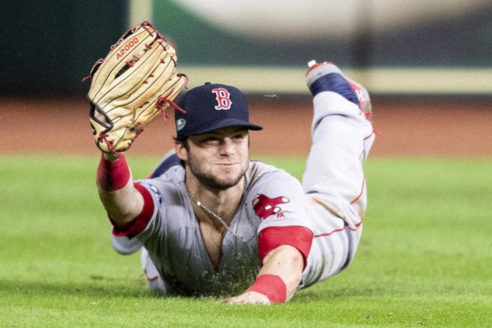 Andrew Benintendi’s catch saved the day for the Boston Red Sox in ALCS Game 4. (Getty Images)