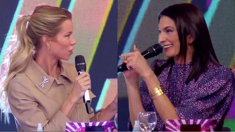 Nicole Neumann y Mariana Arias durante el inesperado intercambio