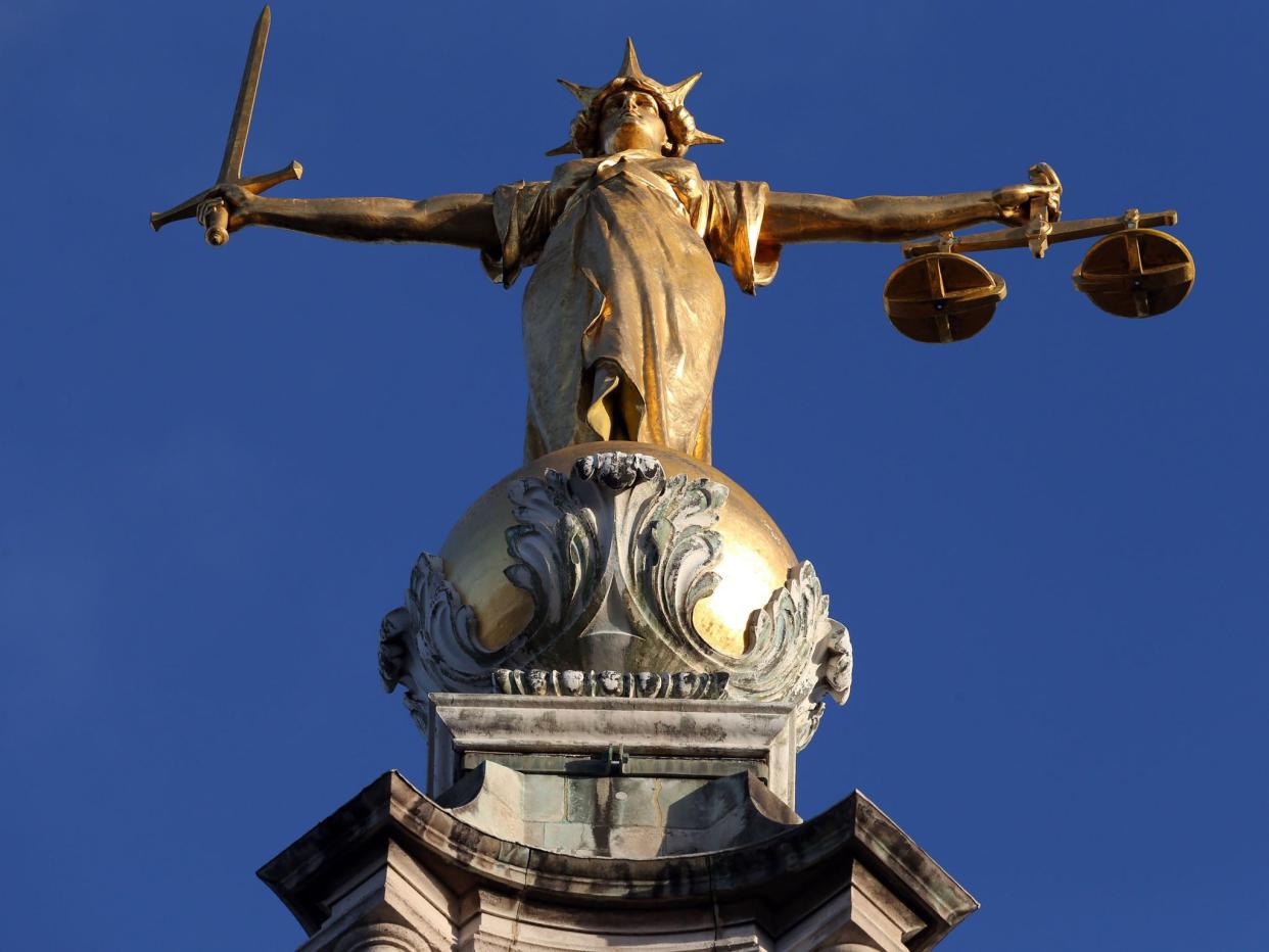 FW Pomeroy's statue of Lady Justice atop the Central Criminal Court building at the Old Bailey: PA