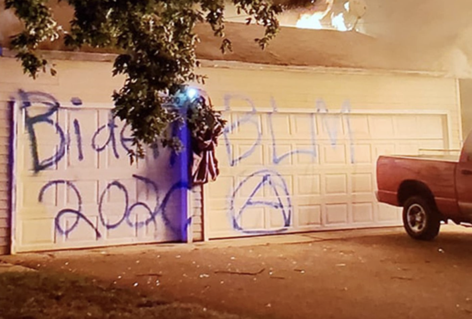 Denis Vladmirovich Molla, 30, lit his camper on fire and spray painted “Biden 2020” and “BLM” graffit (WCCO/Youtube)