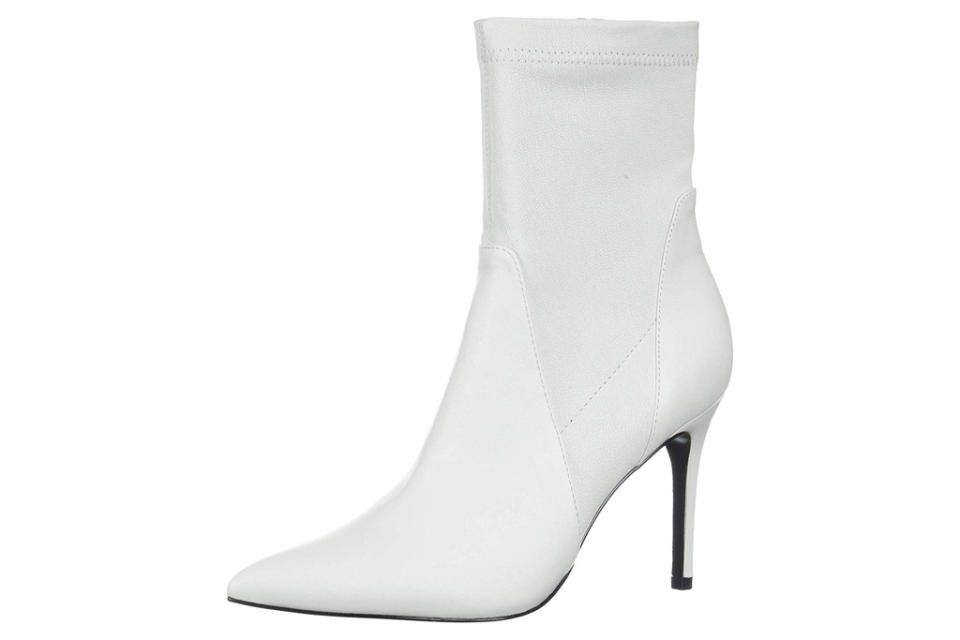 white, booties, pointed toe, heels, charles david