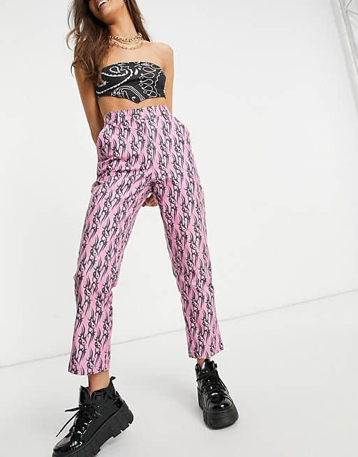 Straight Leg Pants in Pink Multi Graphic