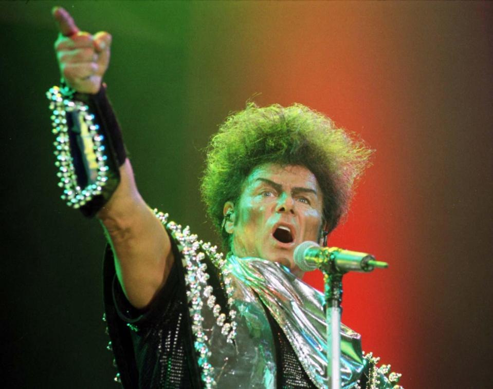 On stage: Gary Glitter, now 70, pictured on stage performing in 1998. (Photo: PA Wire) (PA Wire)