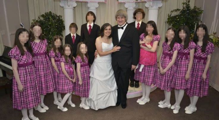 The family pictured at a wedding vow renewal ceremony. Some neighbours said they were unaware there were children in the house. Source: Facebook/David-Louise Turpin.