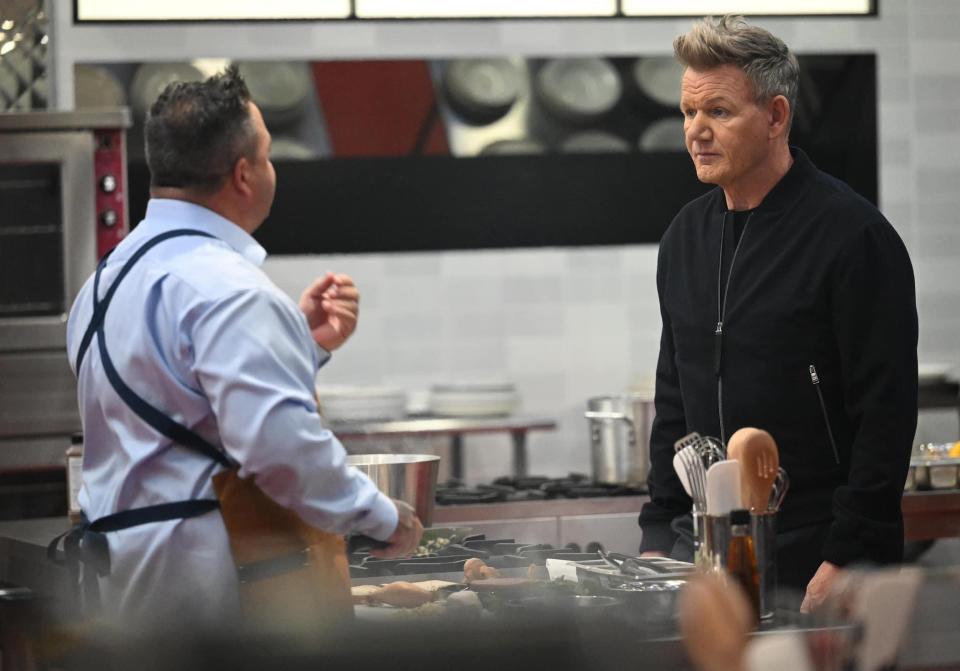 Westminster resident Vincent Alia, left, has a moment alone with chef Gordon Ramsay during a scene from "Next Level Chef."