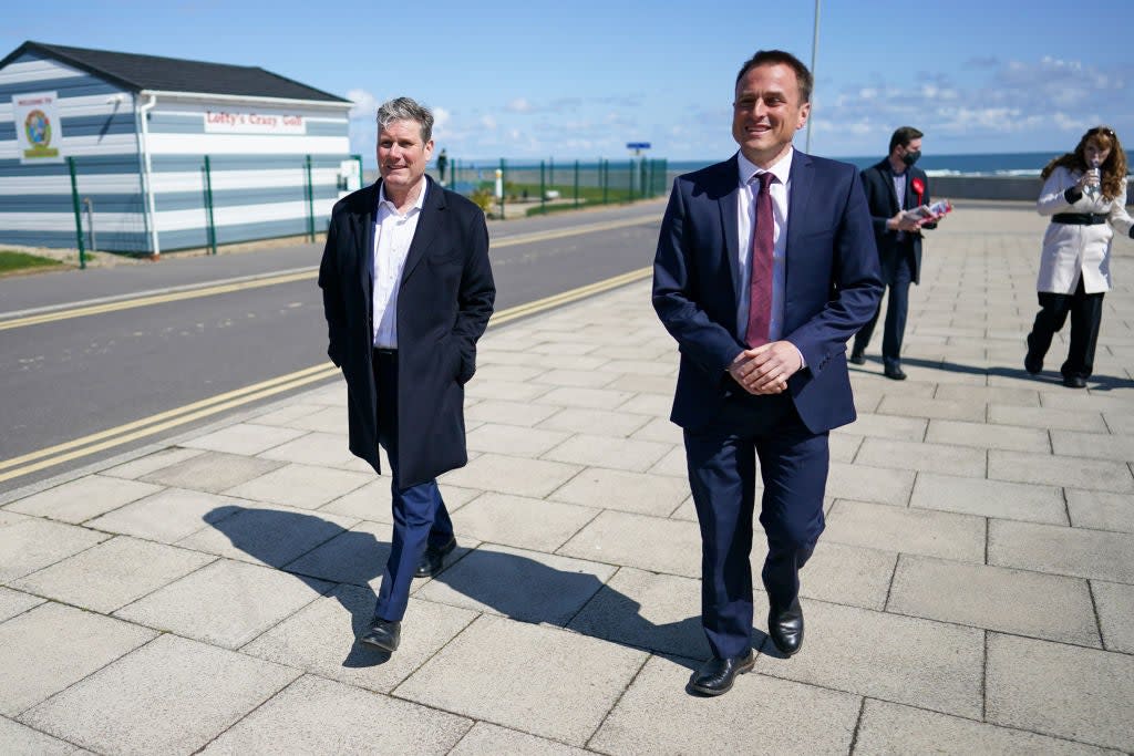 <p>Keir Starmer and Labour Party candidate for Hartlepool Paul Williams visit Seaton Carew seafront</p> (Getty Images)