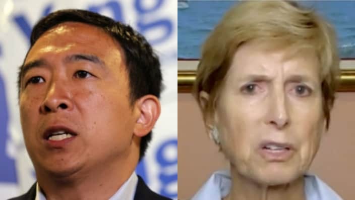 Co-chaired by former Democratic presidential candidate Andrew Yang (left) and Christine Todd Whitman, the former Republican governor of New Jersey (right), Forward has an official launch date of Sept. 24. (Photos: Michael M. Santiago/Getty Images and Handout/DNCC/via Getty Images)
