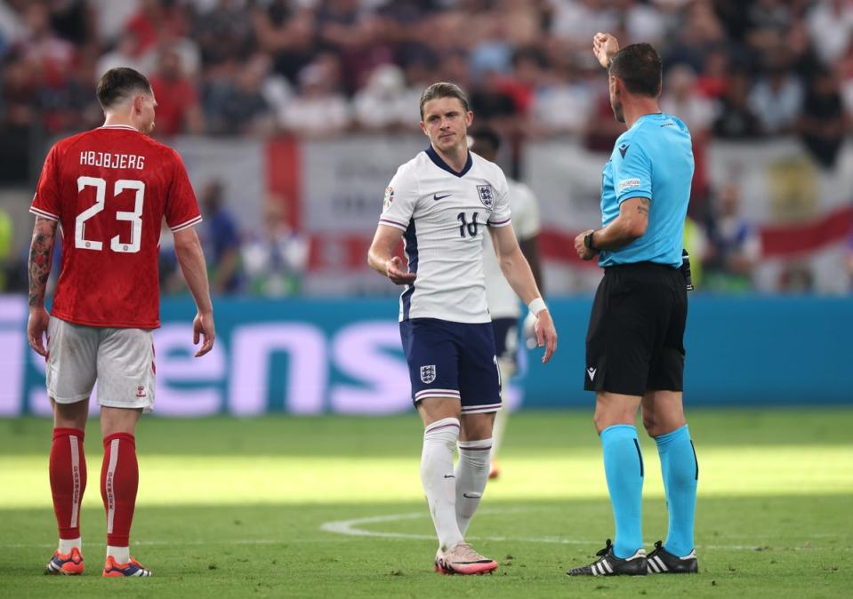 Gallagher was booked soon after coming on (Getty Images)