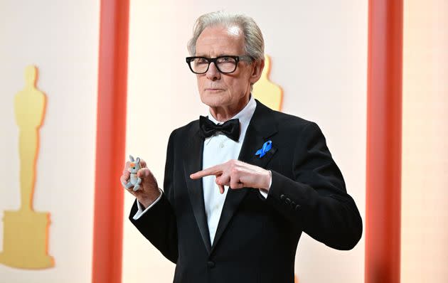 Actor Bill Nighy introduces his Oscar date to the press.