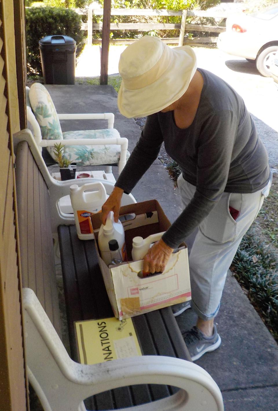 Pat Hawk prepares donations for delivery to Hurricane Ian survivors in the Fort Myers area.