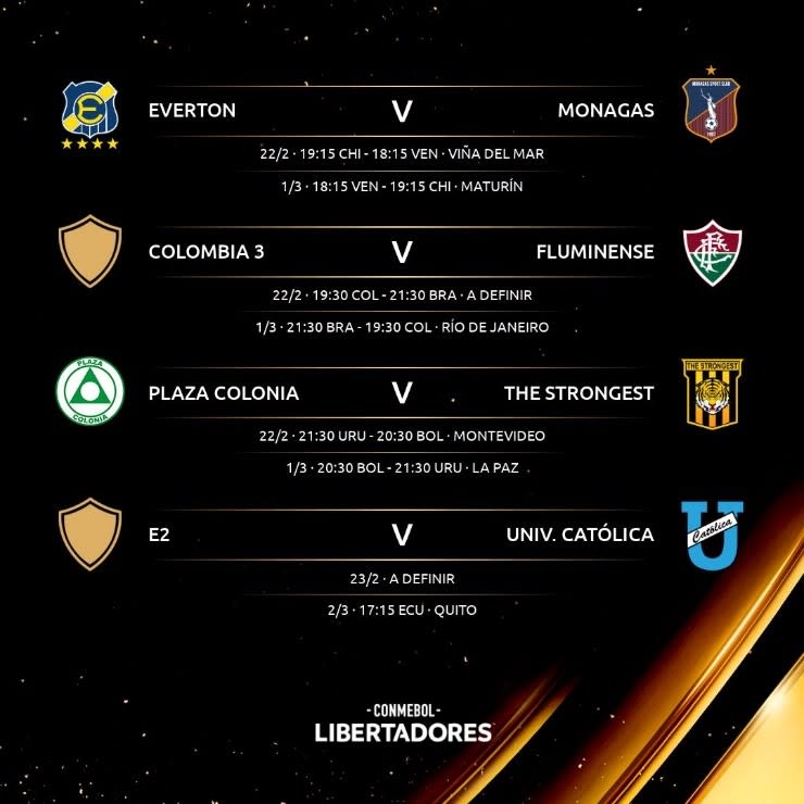 Programación de partidos de Fase 2. (Foto: @Libertadores)