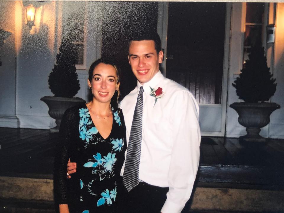 Lindsey Roger-Seitz and her husband, Kyle Seitz, at their wedding in 2001.