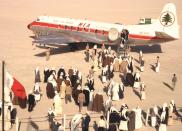 A Middle East Airlines flight at the Dubai Airport, in the 1960s.