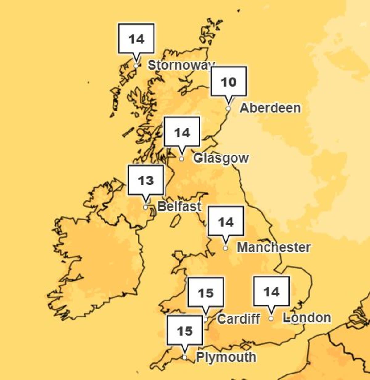 Wednesday will be warm on Wales as well as many other areas of the UK (Met Office)