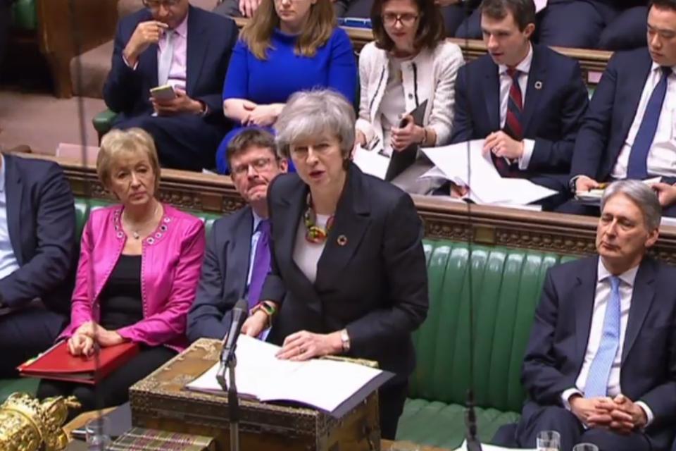 Theresa May making a statement in the Commons (AFP/Getty Images)