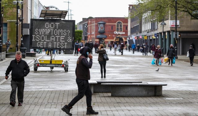 An electronic notice board in Bolton town centre