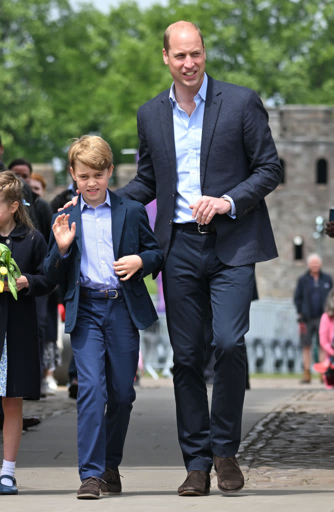 The Duke of Cambridge was pictured using reassuring gestures with son Prince George. (Getty Images)