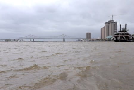 A view of the Mississippi River as Tropical Storm Barry approaches land in New Orleans