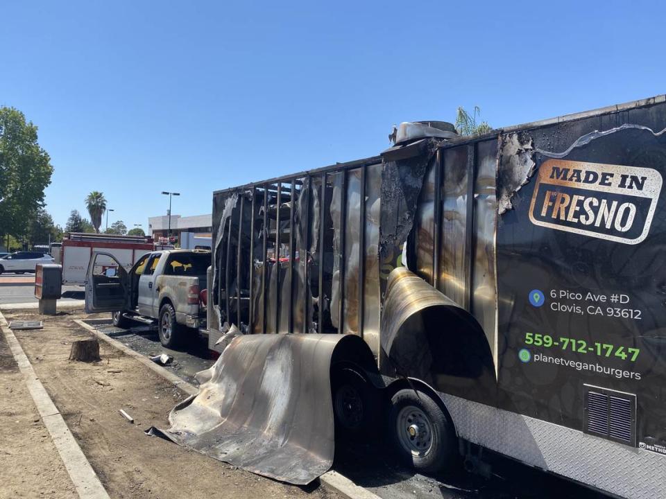 Food truck Planet Vegan exploded and caught fire in summer of 2022 while parked at the Chevron at the northeast corner of Shaw Avenue and First Street in Fresno. Two people were injured.