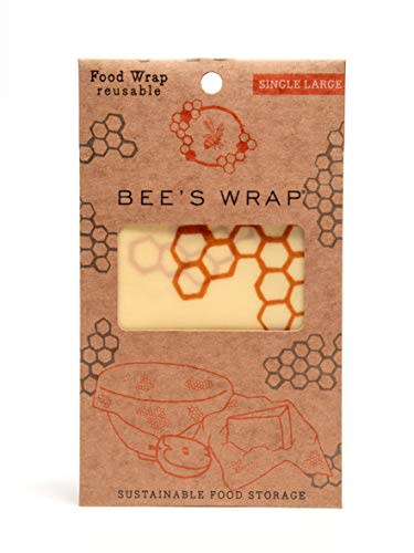 Bee's Wrap - Large Single Pack - Made in The USA with Certified Organic Cotton - Plastic and Silicone Free - Reusable Eco-Friendly Beeswax Food Wrap - Honeycomb Print - 13