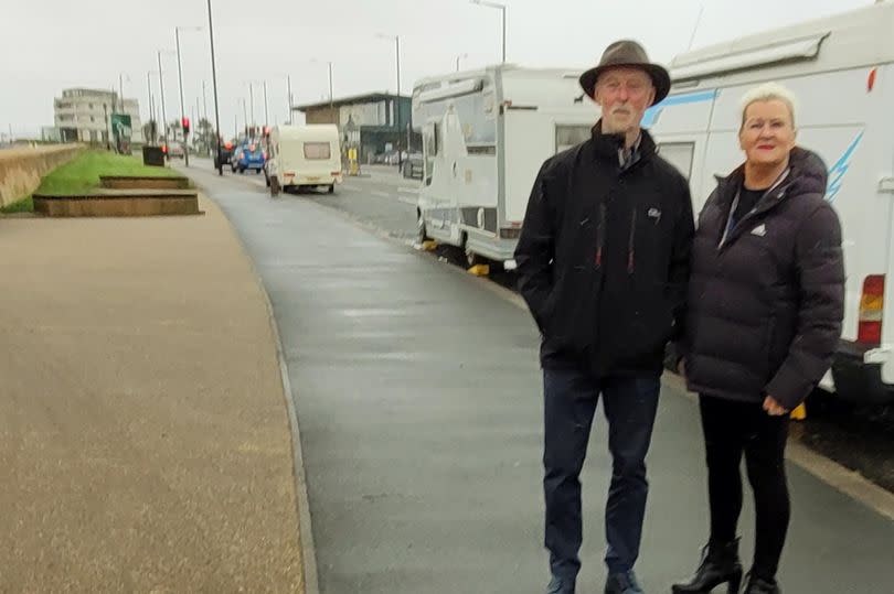 Paul Hart and Margaret Pattison in Morecambe with camper vans -Credit:Copyright Unknown