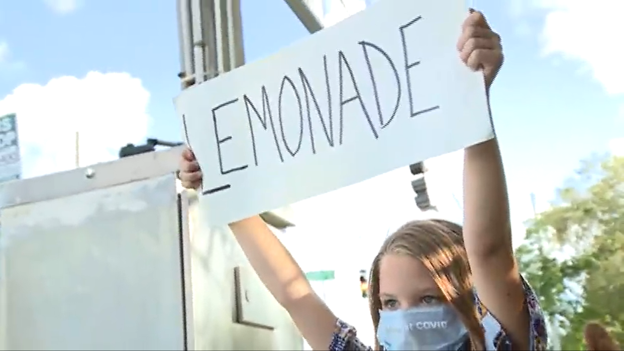 Erin Bailey, a single mother to four children has said that the lemonade stand has become the family's only source of income. (WPBF)