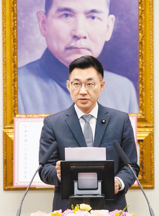 3月9日，國民黨補選新任黨主席江啟臣宣誓就職。（本報系記者王英豪攝）