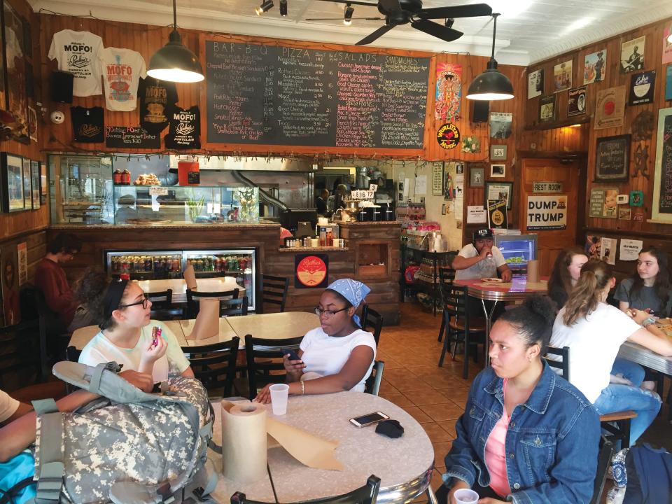 Montclair High School students hang out during the day at Ruthie's Bar-B-Q & Pizza.