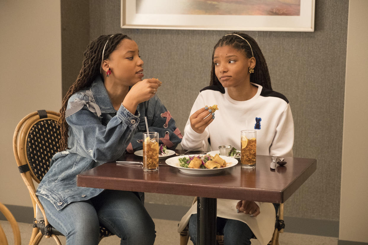 &ldquo;It&rsquo;s so interesting being Jazlyn and Skyler," said actress Chloe Bailey, who&nbsp;acts alongside her sister Halle Bailey in "Grown-ish." (Photo: Freeform)