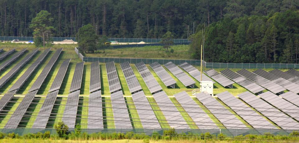 A solar farm is located on JEA property at the Brandy Branch Generating Station on Jacksonville's Westside. The company plans to increase its renewable energy sources.