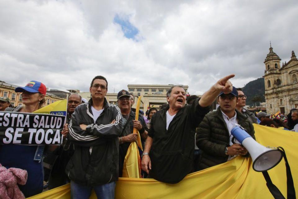 Protestas contra la reforma de la salud de Petro en febrero de 2023. 