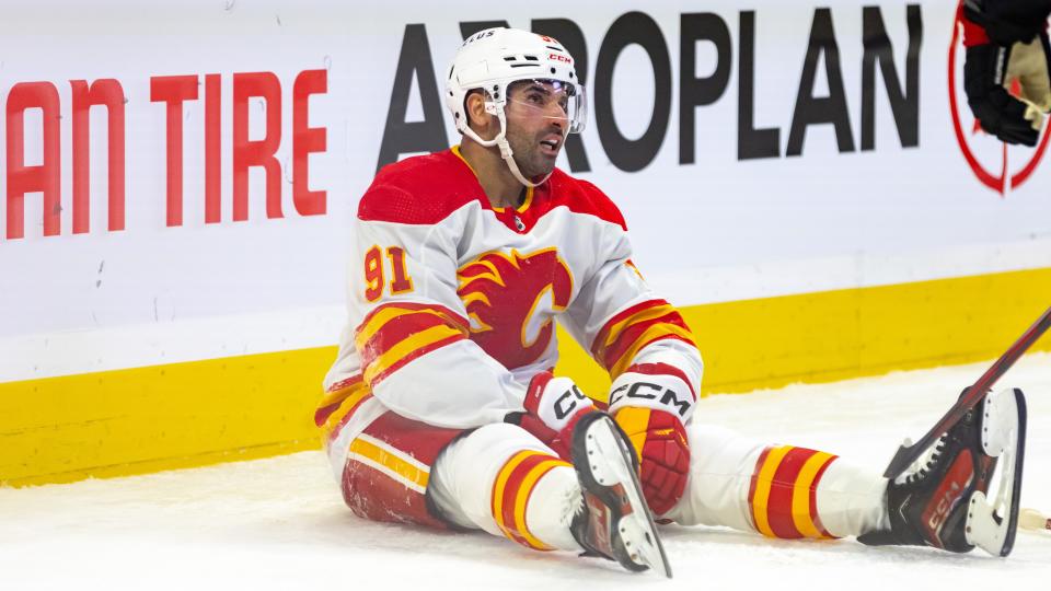 Nazam Kadri and the Flames aren't having a good time this season. (Richard A. Whittaker/Icon Sportswire via Getty Images)